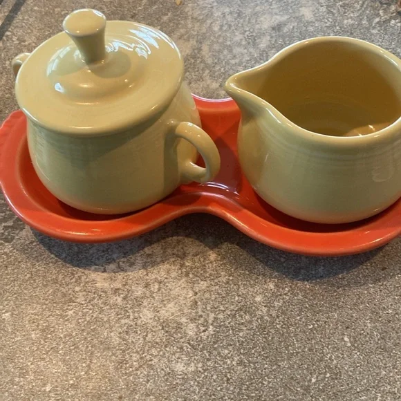 Fiesta orange cream and sugar tray. - Picture 3 of 3